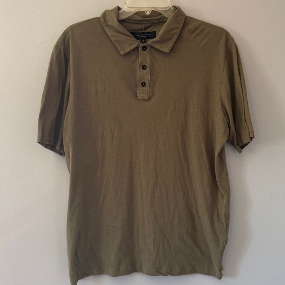 Men’s rag+bone cotton polo size small in olive green